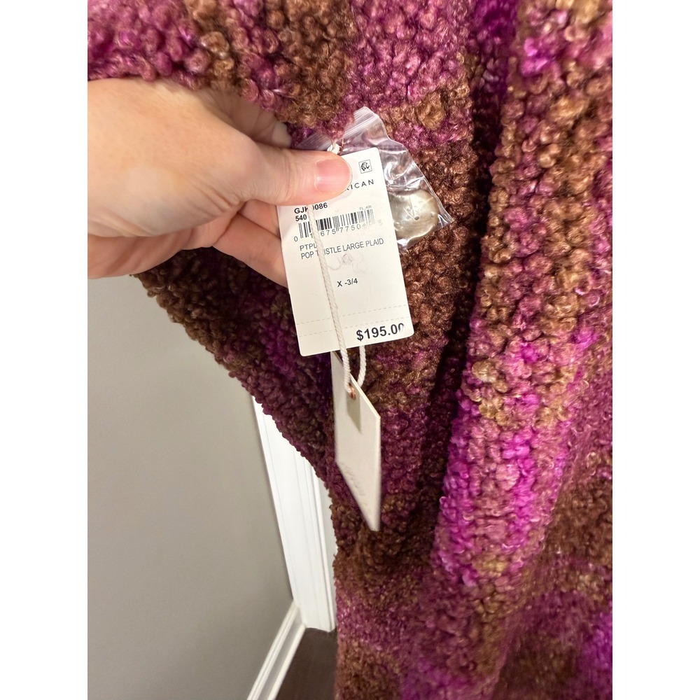 Good American Plaid Sherpa Long‎ Shacket Coat NWT Oversized Cabincore Gorpcore - Picture 7 of 9